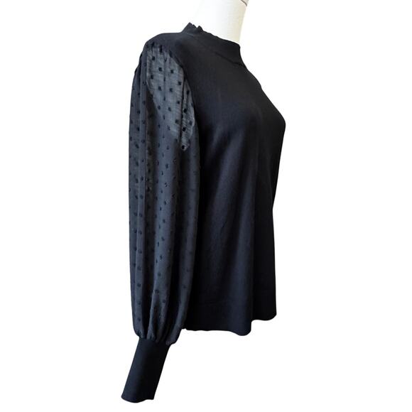 CECE Nordstrom Women's Black Mock Neck Clip Dot Long Sleeve Sweater Size S - Picture 4 of 6